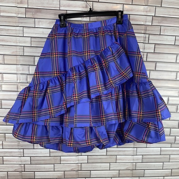 NEW! Anthropologie Maeve Plaid Tiered Ruffle Skirt Size 6 - Picture 5 of 10